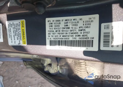 2013 Honda Accord Ex-L z USA, uszkodzony, nr VIN 1HGCR2F84DA168656